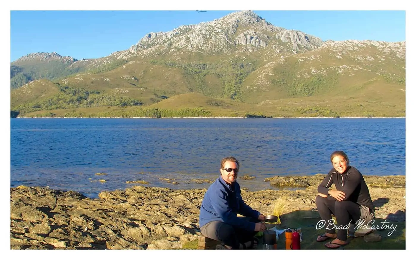 Cooking dinner at Joan Point Campground, Bathurst Harbour