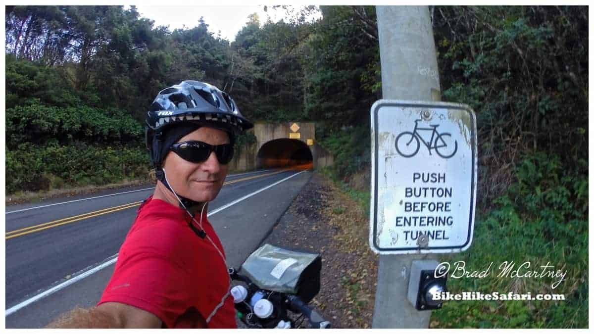 Cycling through tunnels, push the button to activate the flashing lights