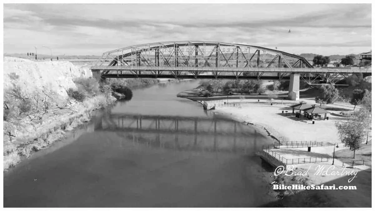 Crossing the Colorado River, a depressing river by now that has had the life sucked out of it by irrigation and supporting towns like Las Vegas