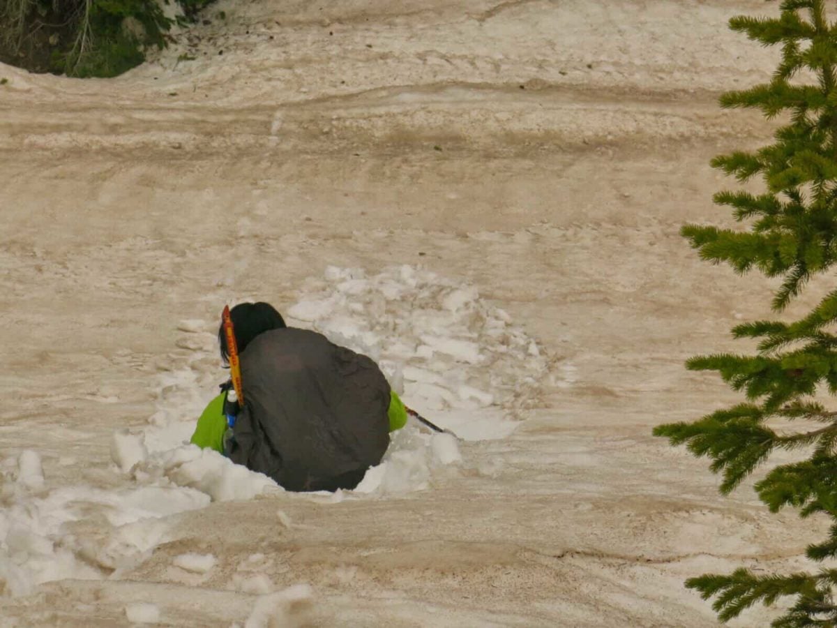 In soft snow the longer and wider the snowshoe the better floatation it offers, but in some cases you will still end up waist deep.
