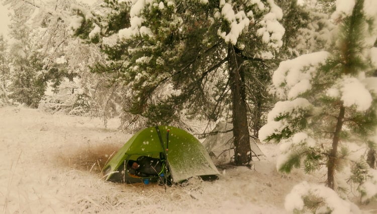 Bathtub floor in snow and heavy rain