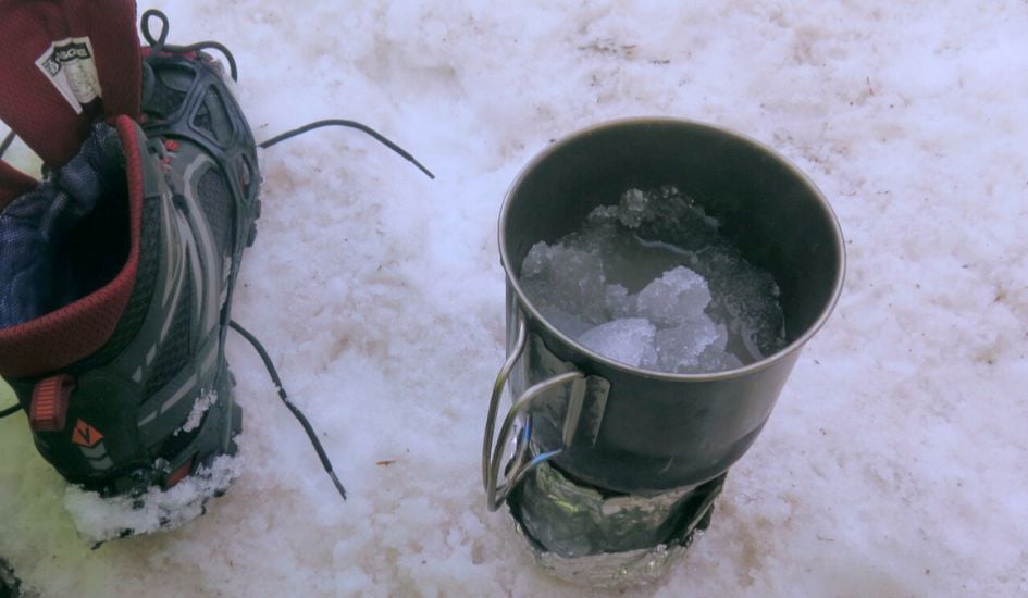 Using a backpacking stove in the snow and cold weather